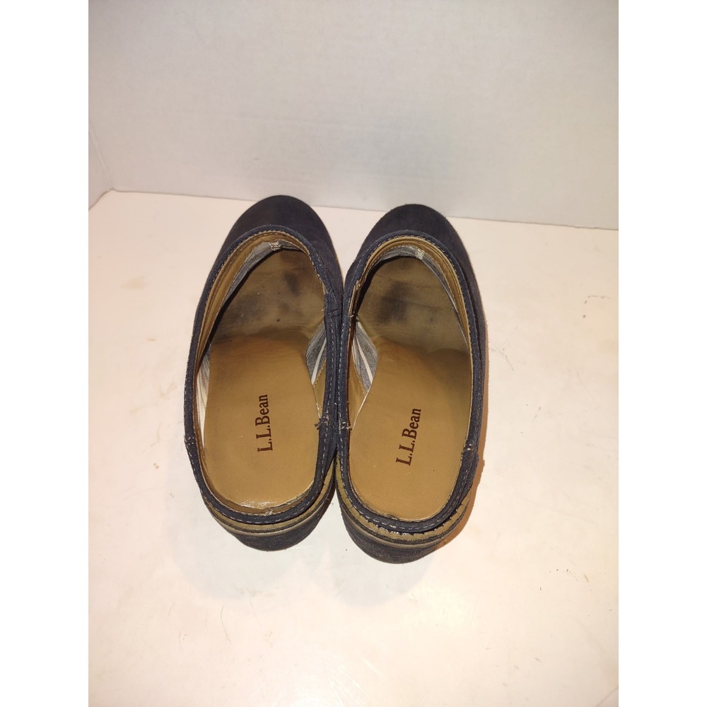 LL Bean Womens Navy Blue Suede Block Heel Mule Clogs 506029 Size 7.5 M Stacked - Picture 4 of 8